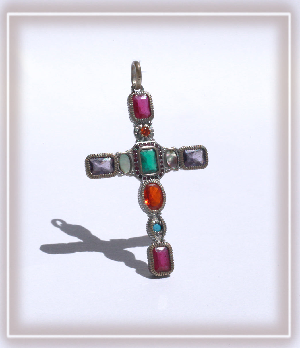 Gem Cross ༒ Alpaca Silver pendant