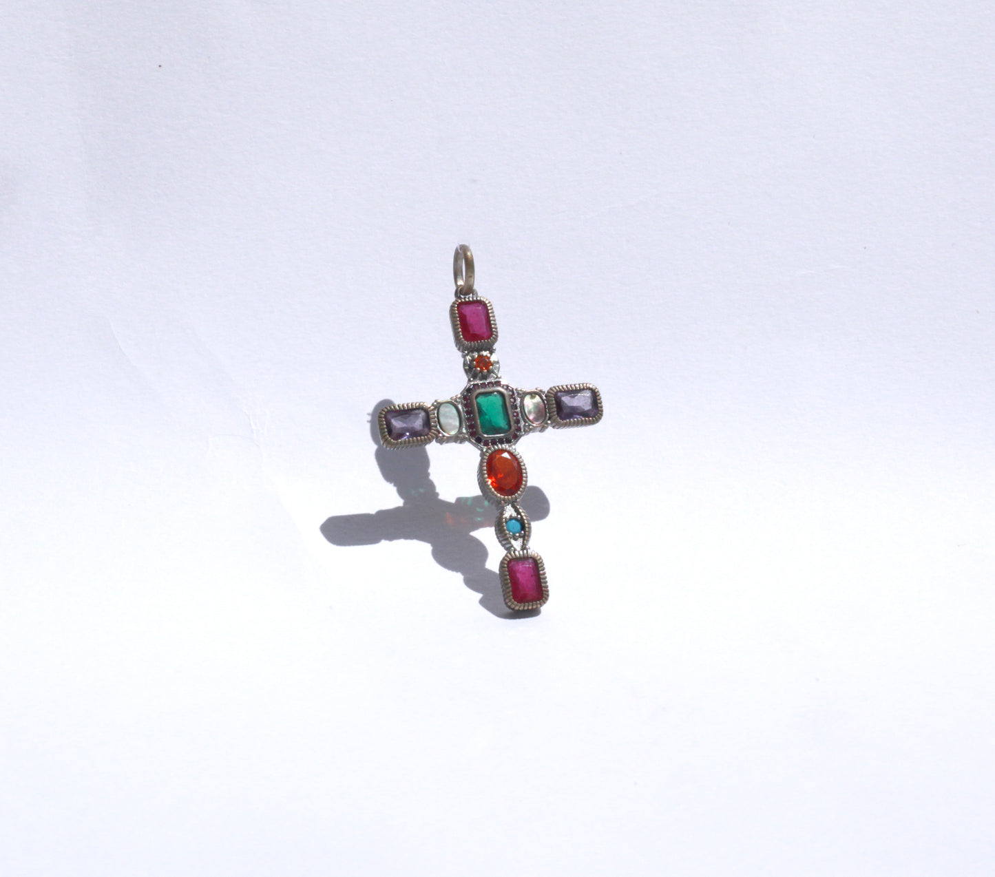 Gem Cross ༒ Alpaca Silver pendant