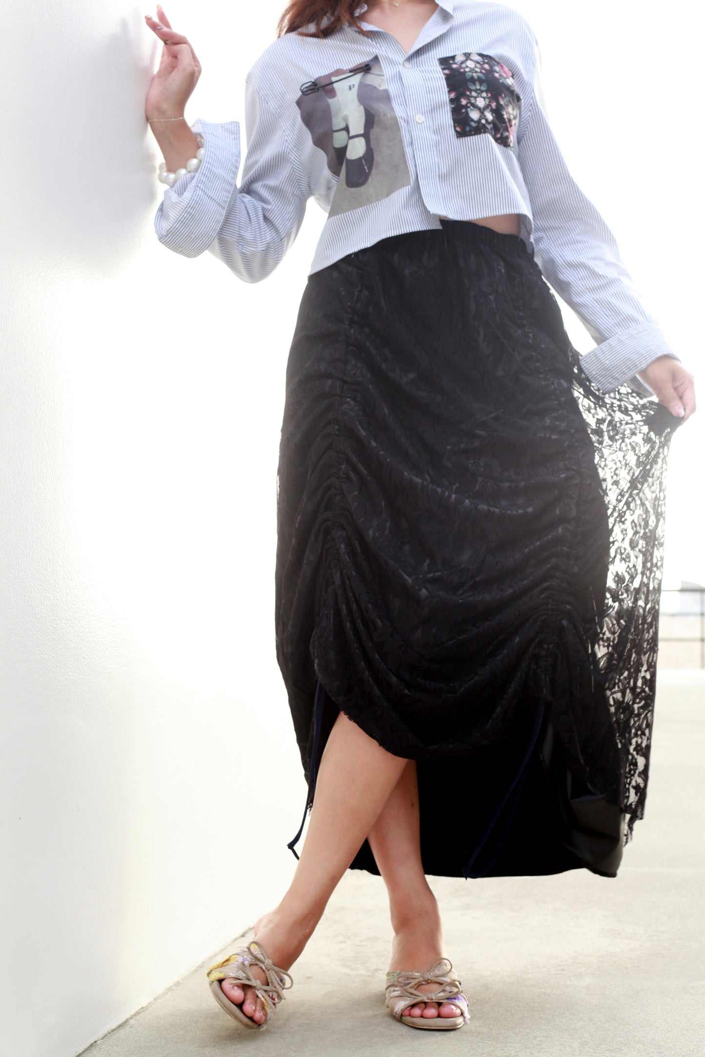 Armore Skirt ~ olive floral (ᴄᴜʀᴛᴀɪɴ ʟᴇɴɢᴛʜ)