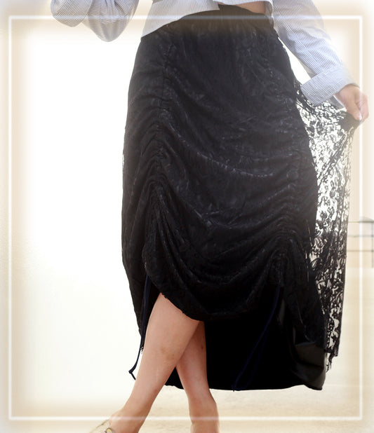 Armore Skirt ~ black lace  (ᴄᴜʀᴛᴀɪɴ ʟᴇɴɢᴛʜ)