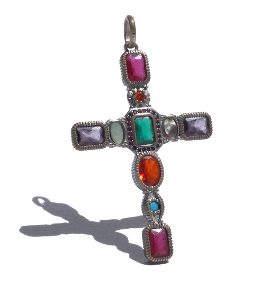 Gem Cross ༒ Alpaca Silver pendant