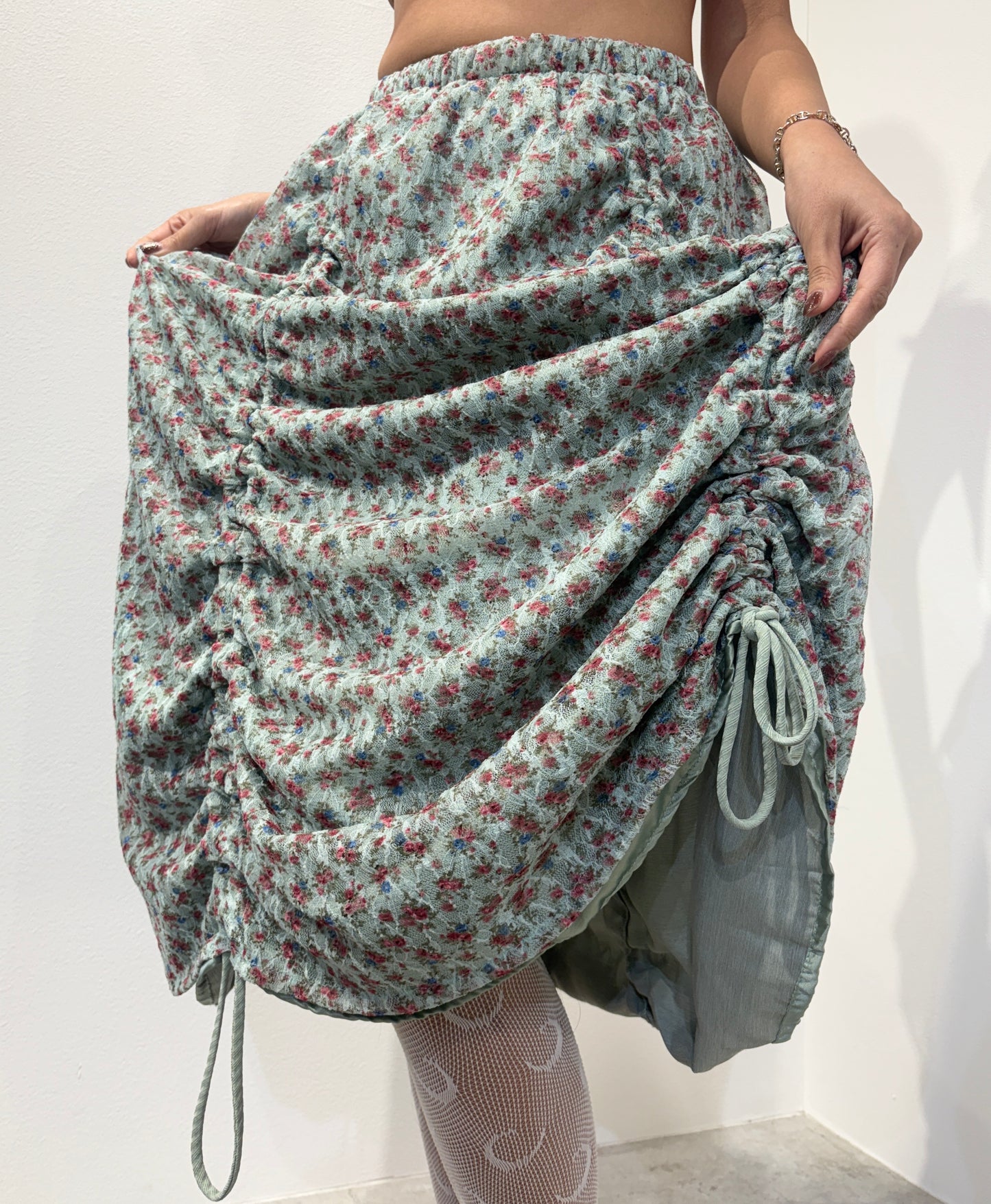 Armore Skirt ~ olive floral  (ᴄᴜʀᴛᴀɪɴ ʟᴇɴɢᴛʜ)