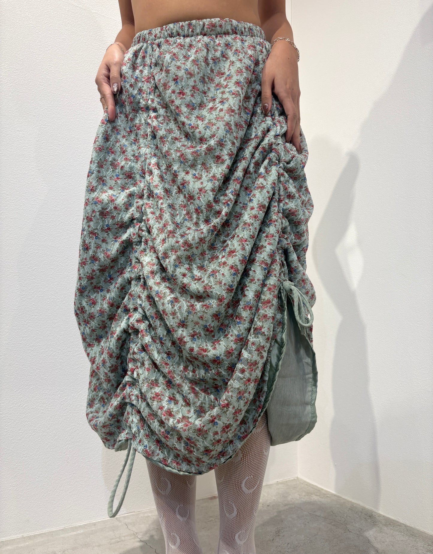 Armore Skirt ~ olive floral  (ᴄᴜʀᴛᴀɪɴ ʟᴇɴɢᴛʜ)