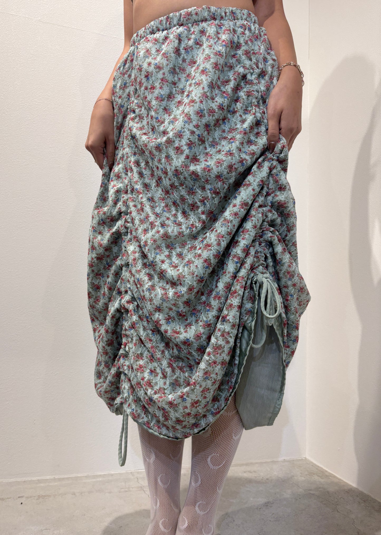 Armore Skirt ~ olive floral  (ᴄᴜʀᴛᴀɪɴ ʟᴇɴɢᴛʜ)