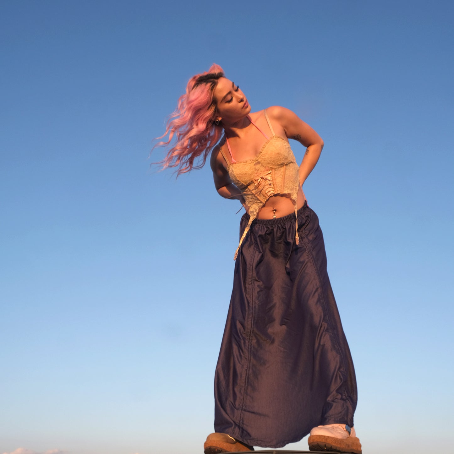 Armore Skirt ~ aqua  (ᴄᴜʀᴛᴀɪɴ ʟᴇɴɢᴛʜ)