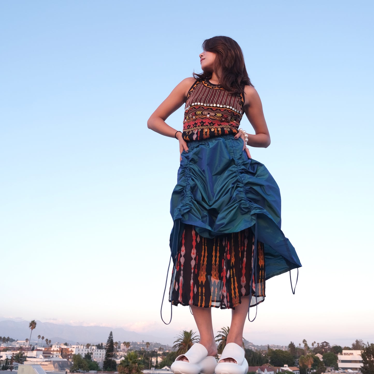 Armore Skirt ~ deep aqua  (ᴄᴜʀᴛᴀɪɴ ʟᴇɴɢᴛʜ)