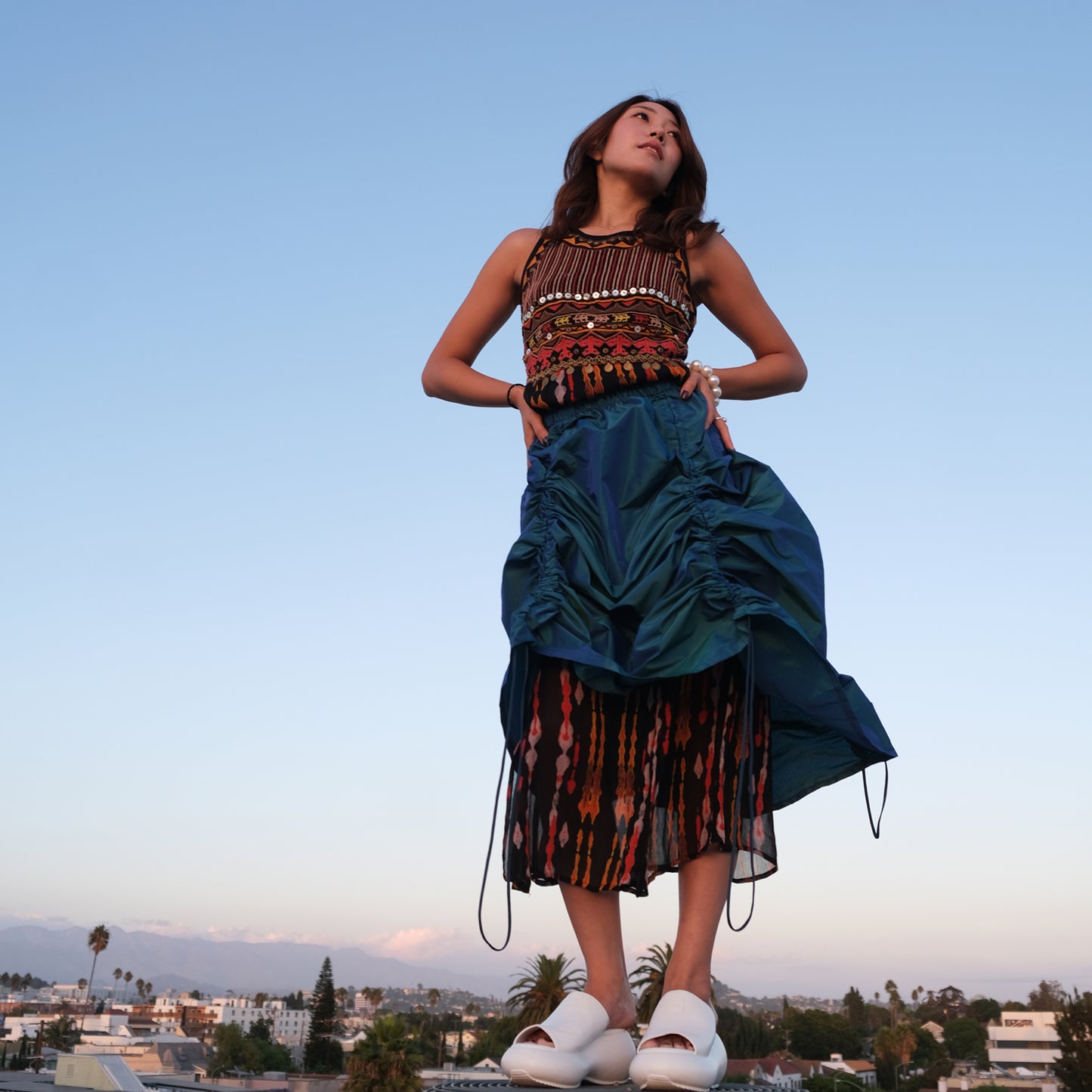 Armore Skirt ~ deep aqua  (ᴄᴜʀᴛᴀɪɴ ʟᴇɴɢᴛʜ)