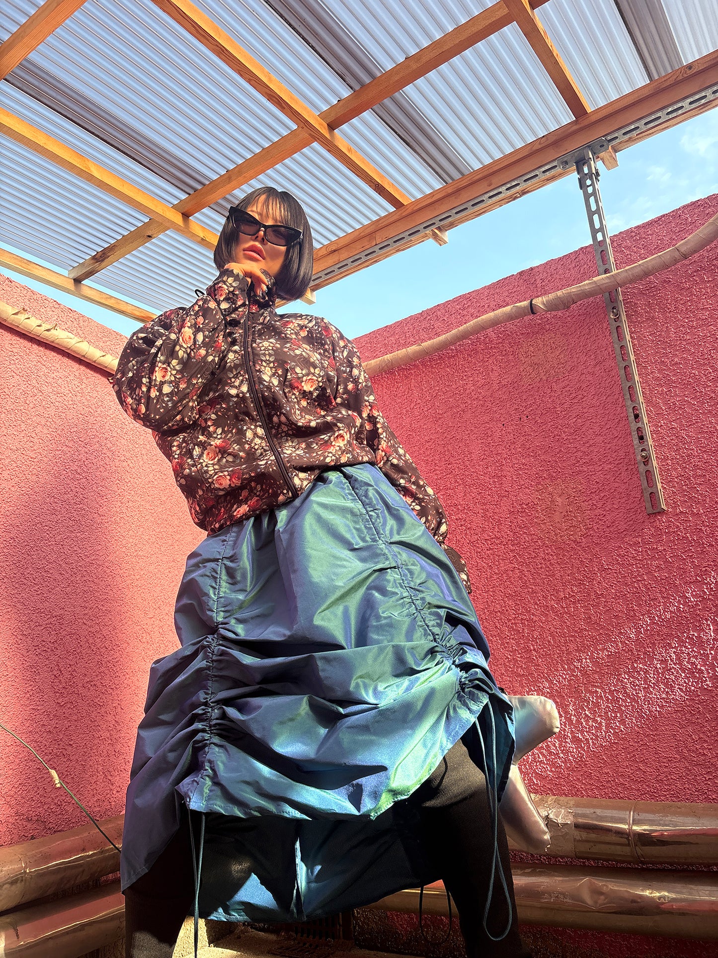 Armore Skirt ~ deep aqua  (ᴄᴜʀᴛᴀɪɴ ʟᴇɴɢᴛʜ)