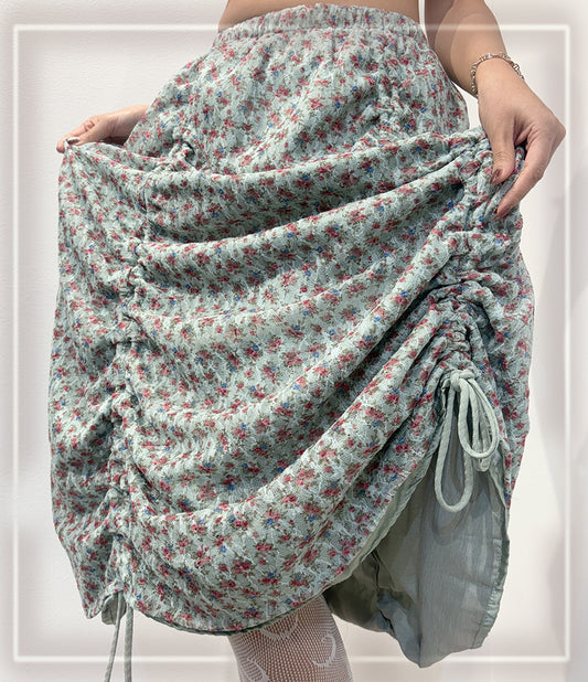 Armore Skirt ~ olive floral  (ᴄᴜʀᴛᴀɪɴ ʟᴇɴɢᴛʜ)