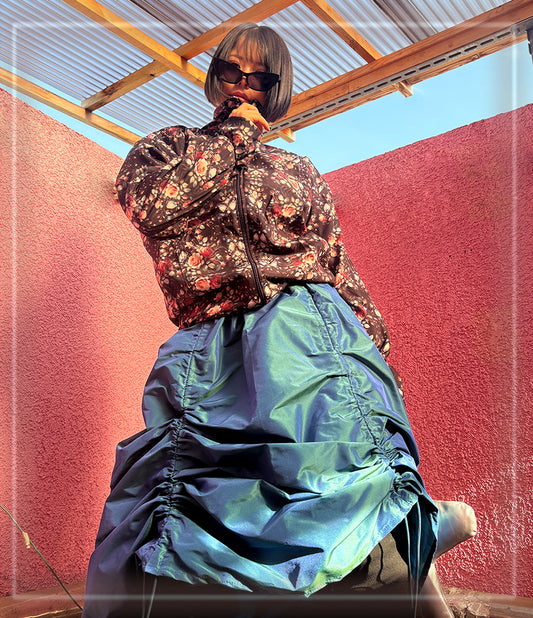 Armore Skirt ~ deep aqua  (ᴄᴜʀᴛᴀɪɴ ʟᴇɴɢᴛʜ)